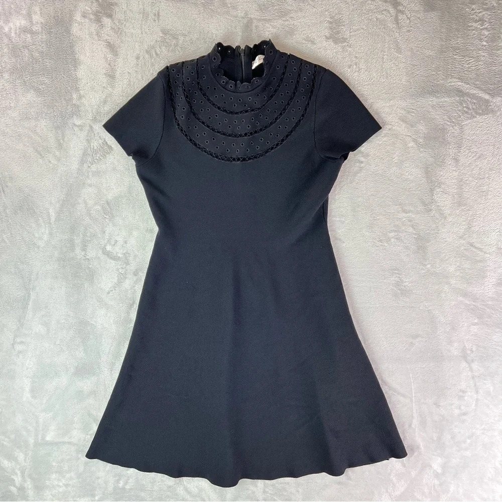 Eliza J Mini Black Dress High Neck Size Medium LBD Neck Detailing Cocktail